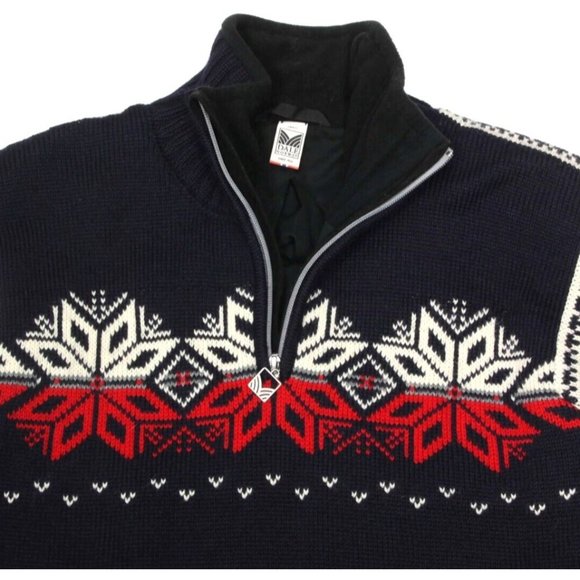 Dale of Norway men's sz S  1/4 zip Pullover Weatherproof Sweater Snowflake /844 - Picture 2 of 5